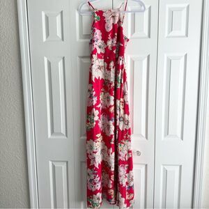Band of Gypsies Dress Women's Size M Red Floral Halter Maxi